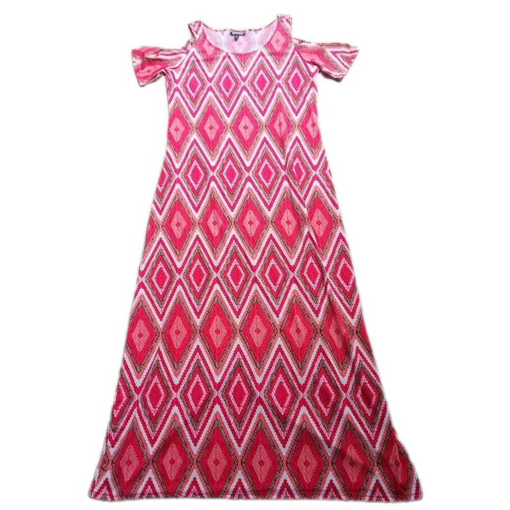 Allison Brittany Orange Aztec Western Maxi Dress Large